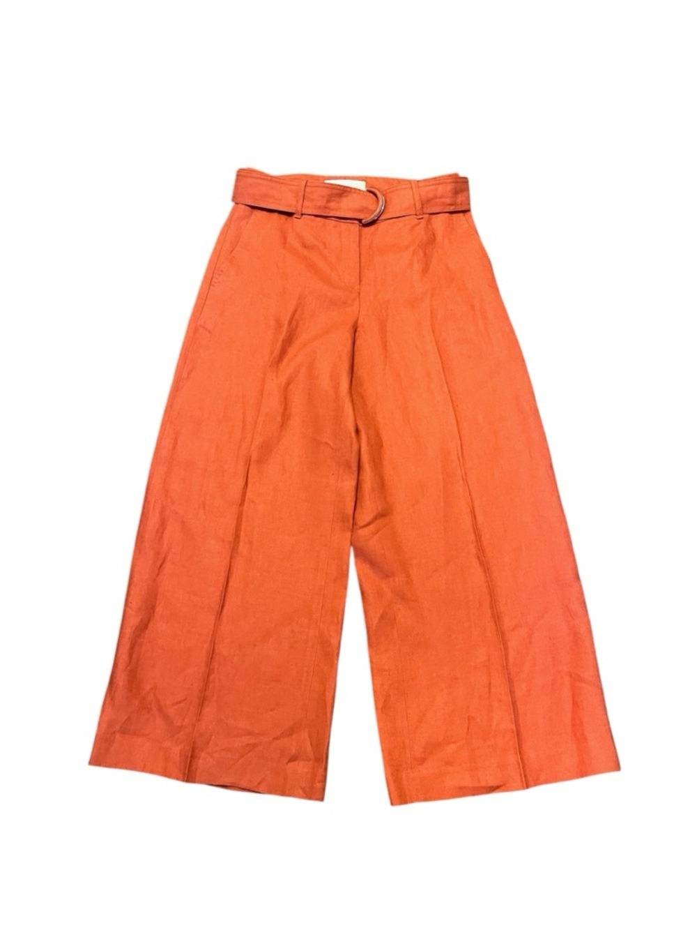 Lafayette 148 Degraw Linen Wide Leg Cropped Belted Pants